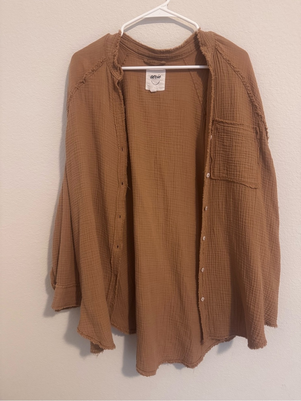 Aerie Oversized Gauzy Cover Up Button Shirt - Picture 2 of 5
